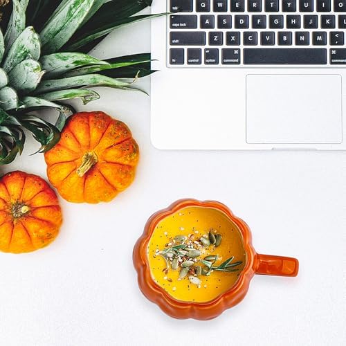 2pcs Pumpkin Mugs - 17 oz Large Fall Coffee Mugs - Ceramic Pumpkin Mugs for Cappuccino Coffee Latte Drinkings - Women Men Thanksgiving Christmas Gift