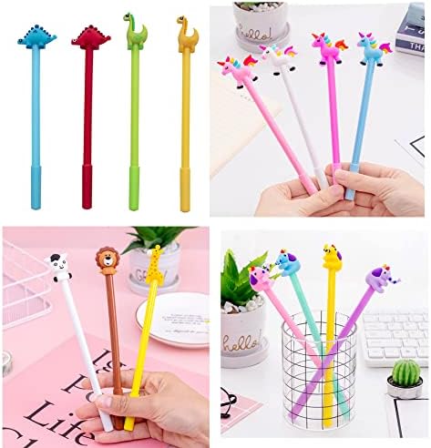 YYaaloa 70pcs Cute Novelty Gel Ink Pens Cartoon Animal 0.5 mm Black Ink Pens Bulk for Kids Office School Supplies Christmas Party Gifts