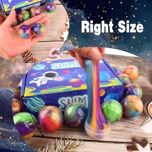 12 Pack Galaxy Slime Balls – Slime Party Favors, Non-Sticky, Soft Slime Kit for Classroom Prizes, Christmas Stocking Stuffers, Goodie Bag Stuffers,Easter Basket Stuffers for Kids Boys Girls