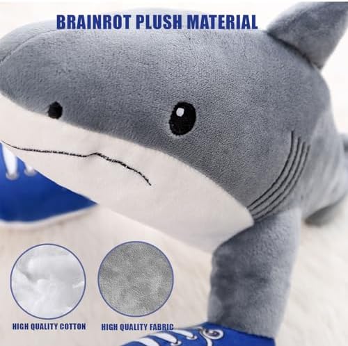 15" Inches Tall Italian Brainrot Plush Toys Tralalero Tralala Shark Stuffed Animals Cute Plushie Weird Stuff Meme Dolls for Kids Boys Girls Birthday Christmas Funny Gift Ideas