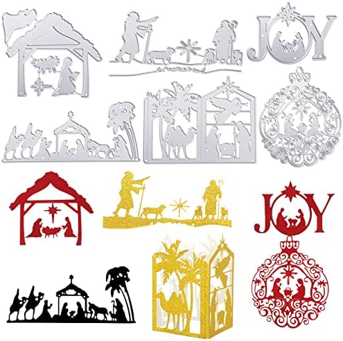 6 Pieces Nativity Christmas Dies Cutting Metal Craft Die Cuts Assorted Crafting Cutting Dies Cool Religious Embossing Stencils Templates Craft Supplies for DIY Crafts Paper Cards Christmas Decorations