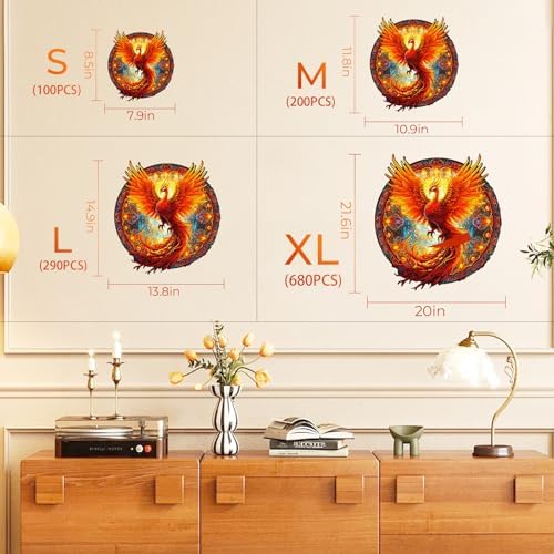 KAAYEE Wooden Jigsaw Puzzles-Wooden Puzzle for Adult Unique Shape Advanced Phoenix Wood Puzzle Adults, Fathers Mother Gifts Christmas Family Puzzles 8.5 * 7.9in 100pcs