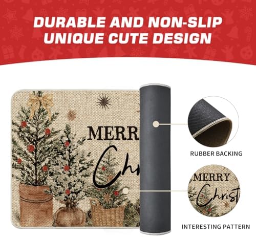 Artoid Mode Holly Merry Christmas Doormat, Winter Xmas Ornament Home Decor Low-Profile Switch Rug Door Mat Floor Mat for Indoor Outdoor 17x29 Inch