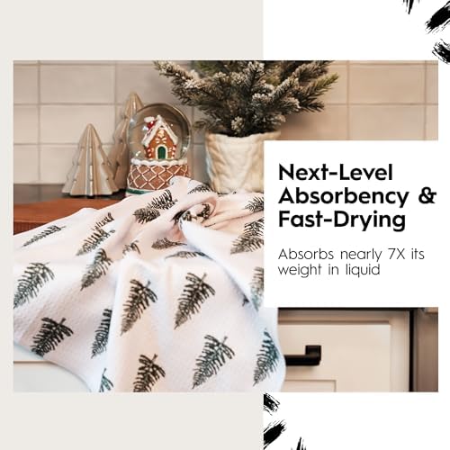 GEOMETRY Christmas Kitchen Towels - Quick Dry Microfiber Cloth Dish Towels for Kitchen Drying - Premium Quick Dry Towel (Peppermint, 1 Pack)