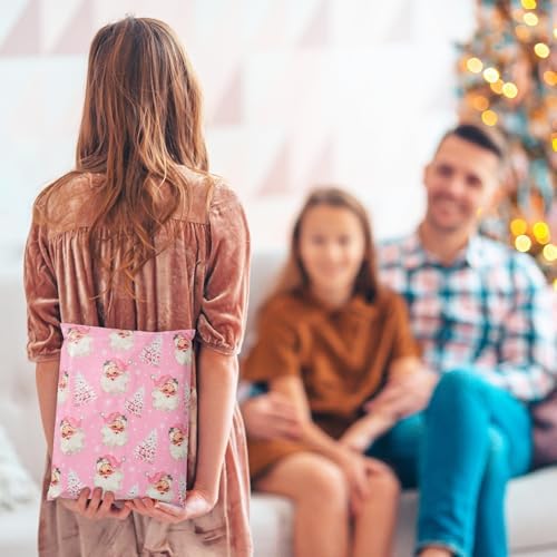 100Pcs Christmas Poly Mailers Pink Xmas Tree Santa Packing Bags With Self Sealing Decorative Envelope Mailers For Small Business Clothing, 14.5 x 19 Inch