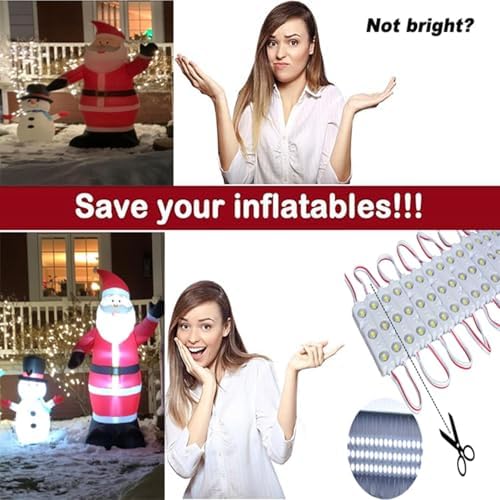LED Module,Replacement Lights For Inflatables White 20pcs 9.8 Ft 5730 SMD 150LM Per LED Module IP65 Waterproof Christmas Inflatables Light for Letter Sign with Tape Adhesive Backside (White Light)