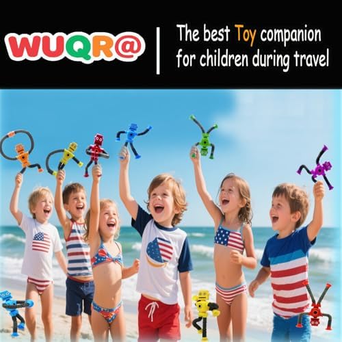 12PCS Robot Suction Cup Toys Pop Tubes，Stress Relief Fun Robot-Shaped Suction Cup Toys for Ages 3+，Autism Sensory Products,Sensory for Kids with Autism，Christmas Easter