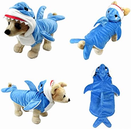 Yoption Puppy Dog Cat Shark Costumes, Funny Pet Halloween Christmas Cosplay Dress, Pet Hoodie Warm Outfits Clothes (S)