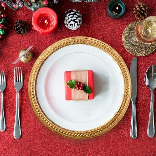 13" Vintage Brown Charger Plate, Rustic Chargers for Dinner Plates, Elegant Table Setting Centerpieces Decor Bulk Wedding Christmas Thanksgiving Holiday Parties Events, Set of 6