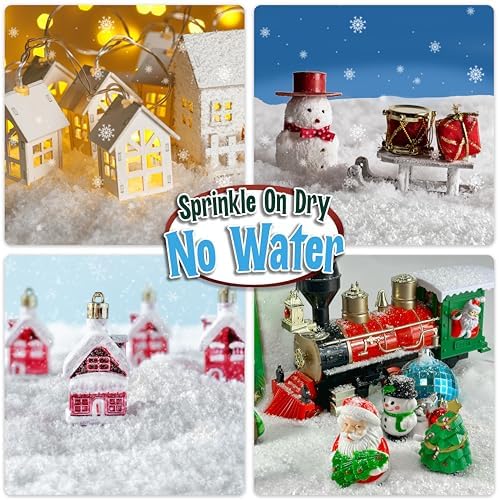 Artificial Snow 20 Ounces Christmas Tree Snow Decoration Fake Snow for Holiday Décor, Winter Displays, Christmas Village - Sparkling White Dry Snow for Flocked Christmas Trees Snowflakes, Snow Crafts