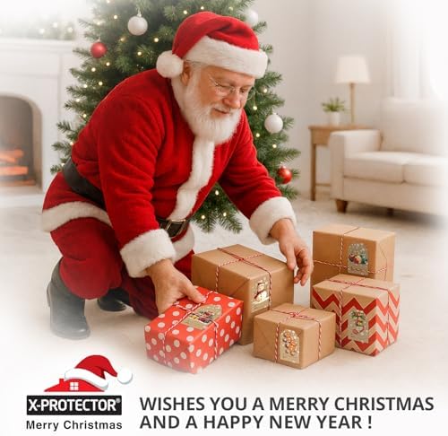 X-Protector Christmas Gift Tags 112 PCS - 3x2 in Christmas Wrapping Paper Name Tags - 5 Sheets of Self-Adhesive Xmas Present Labels Stickers - Peel and Stick Gift Wrap Tags!