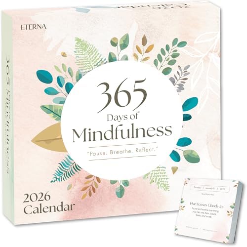 2026 Mindfulness Daily Desktop Calendar | Day To Day Tear Off Calendar with 365 Positive Affirmation Exercises for a Year of Calm Self Care, Box Calendar Gift For Women, Christmas Stocking Stuffer Gift for Home or Office