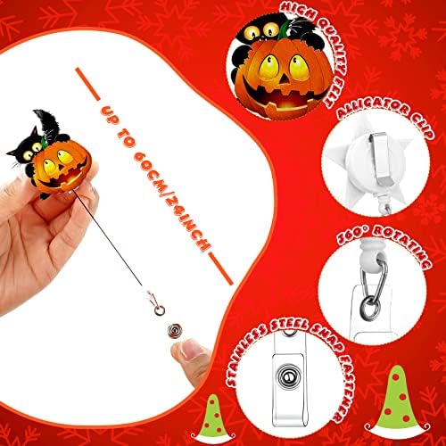 12 Pcs Christmas Badge Reels Rabbit Retractable Holiday Nurse Badge Clip Reels Holder Felt with Clip for Teachers Doctor Employees Volunteers Xmas Decor(Multi Style)