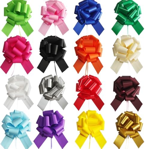 16 Pcs Pull Bows for Gift Wrapping,6 Inch Gift Bows for Presents,Birthday,Anniversary,Party,Christmas,Wreath,Holiday Celebration Gift Decoration (16Pcs Mixed Color)