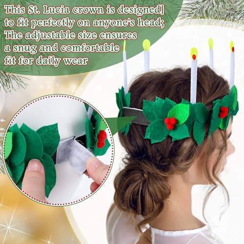 Christmas St. Lucia Crown Candle Felt Headband Sweden St Lucia Krone Queen Sankta for Christmas Gifts Costume