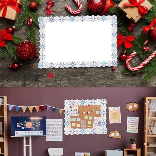 69 Feet Winter Snowflake Themed Bulletin Board Border, Christmas Snowflake Pattern Borders Trim Border Stickers Winters Classroom Decoration Strip Winter Christmas Classroom Blackboard Wall Decoration