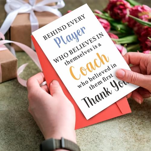 Coach Thank You Cards Coach Gifts for Men Women Soccer Coach Thank You Cards Bulk Baseball Coach Appreciation Gifts for Volleyball Football Coach Cheer Coach Christmas Stocking Stuffers Valentines