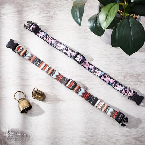 2 Pack Goat Collars with Bells, Sheep Grazing Copper Bells and Adjustable Nylon Collar Set Loud Bronze Bell for Farm Animal Sheep Cow Accessories Christmas Thanksgiving Gift for Goat Lovers