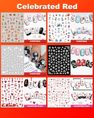 36 Sheets Varied Nail Art Stickers, All Holiday Variety Pack Seasonal Nail Decals, Self-Adhesive Pegatinas Uñas Colorful Design for Flowers Butterflies Luminous Star Halloween Christmas