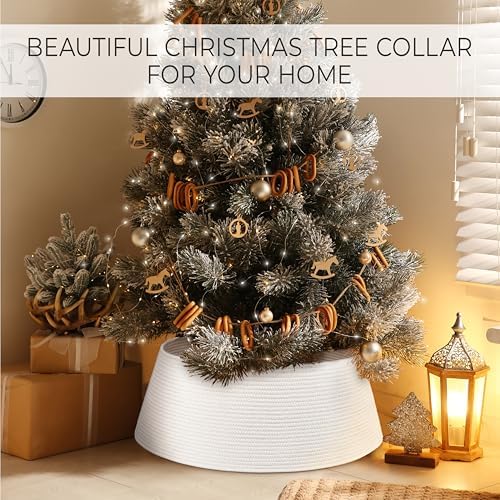 Beautiful Christmas Tree Collar - Modern 28" Cotton Rope Tree Ring - Easy to Set Up Christmas Skirt Enhances Your Holiday Home Decor