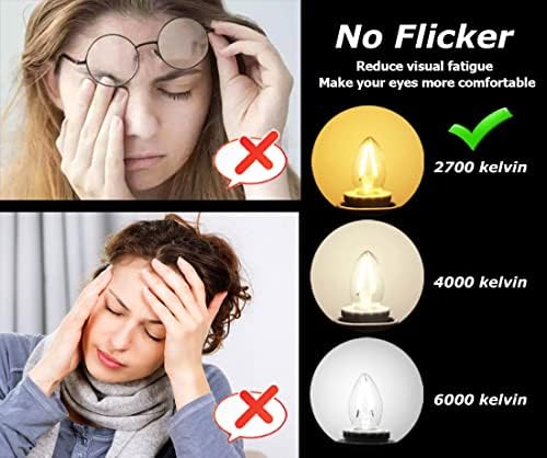 LED Night Light Bulb – C7 E12 LED Bulbs – Candelabra Light Bulbs, 1.5 Watt Equivalent 15W Incandescent Bulb, Warm White 2700K For Christmas, Party, Weddings, Garden, Backyard Non-dimmable 6pack