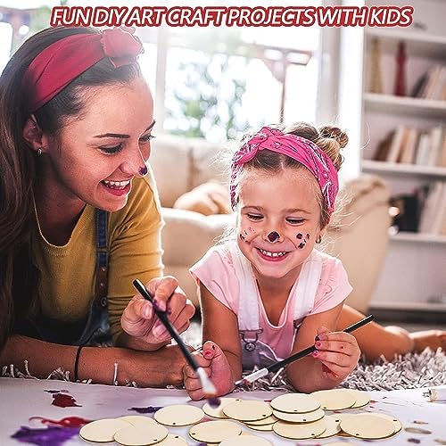 150 Pcs Unfinished Wooden Circles with Holes 2 Inch Wood Rounds Tags Blank Natural Round Wood Discs for Crafts Wooden Circle Cutouts Ornaments for DIY Crafts, Parties, Birthday, Christmas, Home Decor