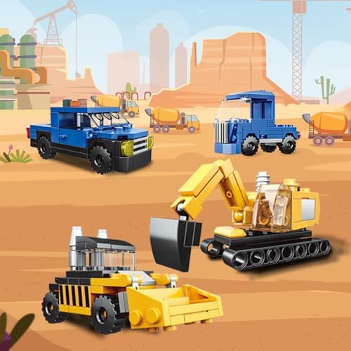 16 Pack Building Blocks Party Favors for Kids, 2 in 1 710pcs Creative Building Kits Mini City Vehicles include Police Car & Train, Christmas Toy Gifts Goodie Bag Fillers Stuffers for Boys Girls Kids