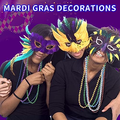 120 PCS Mardi Gras Beads, Party Beads Necklaces for Mardi Gras, Christmas, St. Patrick's Day, Metallic Colorful Necklaces Accessories in 12 Colors