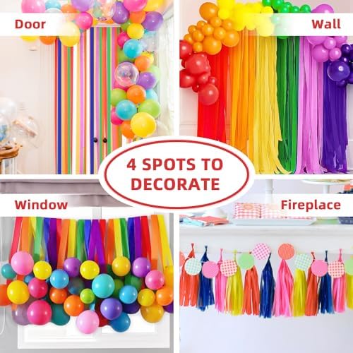 6 Rolls Rainbow Party Streamers Crepe Paper, Rainbow Party Decorations for Christmas Birthday Wedding Bachelorette Bridal Baby Shower Pride Party Candyland Backdrop DIY Supplies Art Crafts