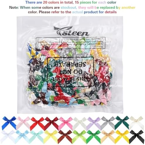 Ysleen 300 Pcs Mini Ribbon Craft Bows, Small Multicolor DIY Craft Tiny Satin Bows for Presents Gift Wrapping Hair Clip Flower Bouquet Christmas Wedding Birthday Sewing Scrapbooking(Bright Colors)