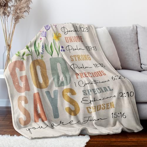 SteadStyle Christian Gifts for Women Birthday - Inspirational Floral Throw, Religious Christmas Birthday Gift, Christian Blanket for Mom Sister Friend Girl, Baptism Confirmation Spiritual Gift for Her