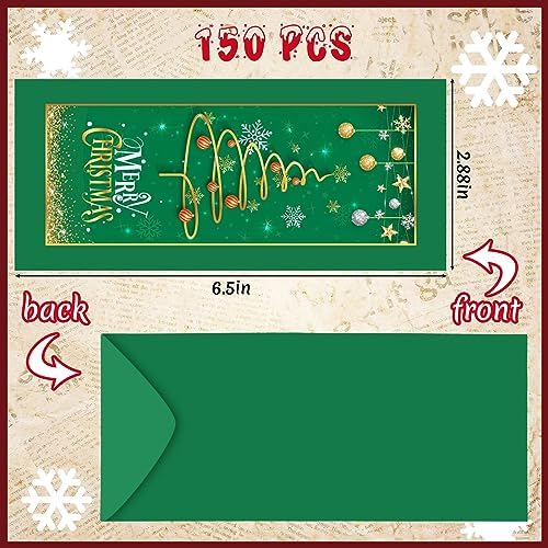 150 Pcs Christmas Currency Envelopes Xmas Money Cash Greeting Card Holder Winter Christmas New Year Greeting Envelopes for Cards Cash Tips Coins Presents Gift Company Bonuses 2.88 x 6.5" (Tree Style)