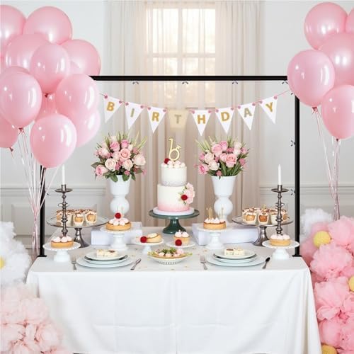 Over The Table Rod Stand with Clamps - Adjustable Table Arch Stand, Metal Table Rod for Wedding, Birthday, Halloween, and Christmas Decorations (29"-97" Length, 26"-42" Tall, Black)