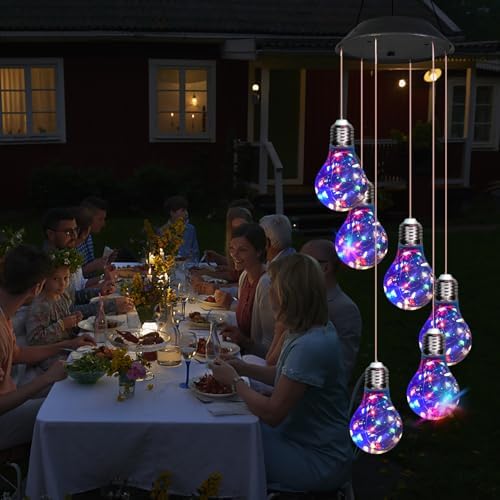 YHmall Colorful Lights Solar Wind Chimes for Outside, Hanging Lights for Women Grandma Mom Birthday, Christmas Decor for Outdoor Garden Balcony Bedroom Yard