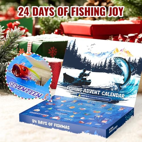 Fishing Advent Calendar 2025,24 Days Fishing Lure Advent Calendar Christmas Countdown Gift Advent Calendars Gifts for Adult Men Teen Boys