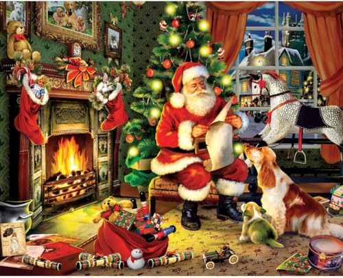 White Mountain Checking It Twice Christmas Puzzles 1000 Pieces Jigsaw Puzzle for Winter