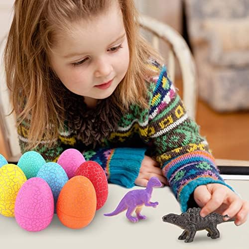 12 Dinosaur Eggs Toys, Surprise Pack with 12 Unique Dinosaur Figures,Goodie Bag Stuffers,Pinata fillers, Easter Eggs dongcoh,Carnival Prizes Treasure Box Christmas Stocking Stuffers Treasure Box