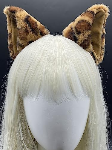 Agymo leopard Fox Wolf Cat Ears Headband, Animal Furry Ears,Christmas Halloween Ears,Gorou Cosplay Costume Accessory