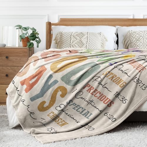 SteadStyle Christian Gifts for Women Birthday - Inspirational Floral Throw, Religious Christmas Birthday Gift, Christian Blanket for Mom Sister Friend Girl, Baptism Confirmation Spiritual Gift for Her