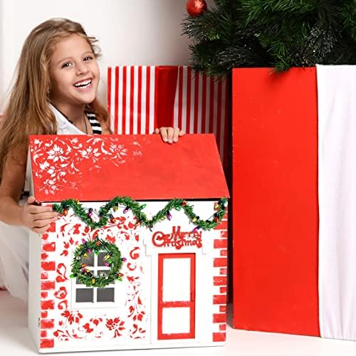 Chunyin 4 Pcs Dollhouse Miniature Christmas Holiday Garland with Lights Mini Wreath for 1/6 1/12 Decorations Fireplace Kitchen Accessories, 11.81 Inch, Lamp Beads Can't Light, Green