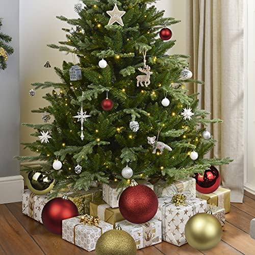 Christmas Ornaments Balls 7.1" Large Christmas Decorations Xmas Tree Shatterproof Big Red Christmas Ball Ornaments with Hanging Loop for Wedding Holiday Halloween Party Indoor Outdoor Decor