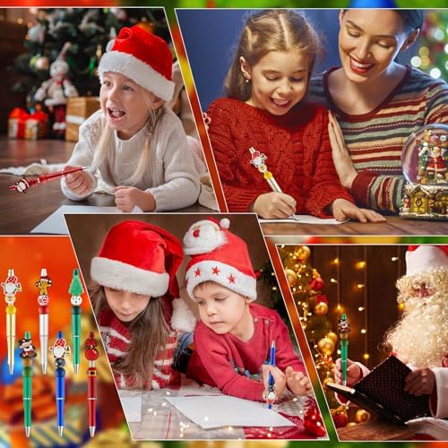 Ctosree 36 Sets Christmas Beadable Pens, Beadable Pens Kit Christmas Beads Bulk xmas DIY for Kids Students School Xmas DIY Making Gift