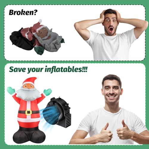 2-Pack Inflatable Fan Replacement, 1.0A Air Fan Blower with 1.25A Adapter and 3 LEDs Bulbs Light Strings for Halloween, Thanksgiving and Christmas Inflatables (IP68 Waterproof, 5.0 * 5.0'')