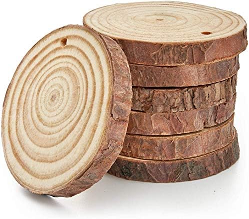 ARTEZA Natural Wood Slices, 2.4-2.8 Inch Diameter, Set of 45, Brown Round Pine Wood Discs with Bark for Crafts, Christmas Ornaments, Centerpieces