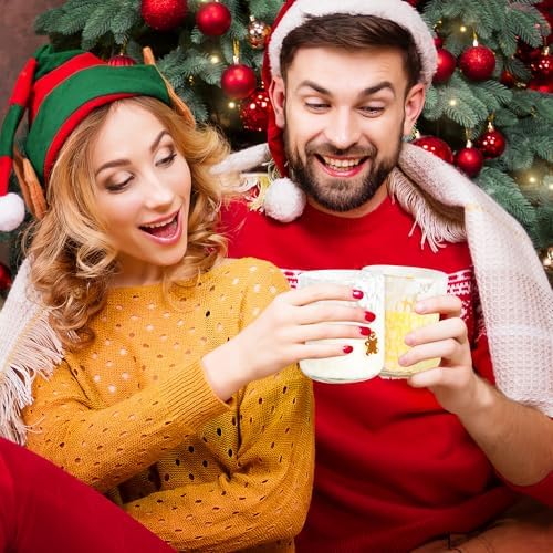 2 Pcs Christmas Icon Glass Cups Set-14 oz Gingerbread Man and Snowman Icon Wine Glasses Double Old Fashioned Icon Hand blown Cocktail Glasses Drinking Cups for Holiday Party Supplies and Lovely Gift