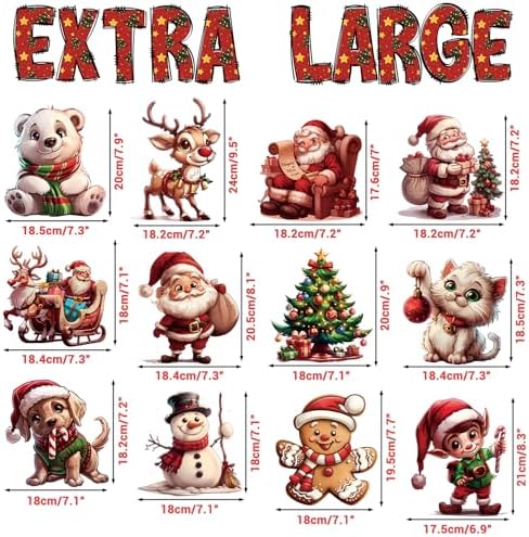 12 Sheets 171 Pcs Big Size Christmas Window Clings - Santa, Reindeer, Dog & Cat Window Stickers & Decals for Home, School, Office & Party Supplies