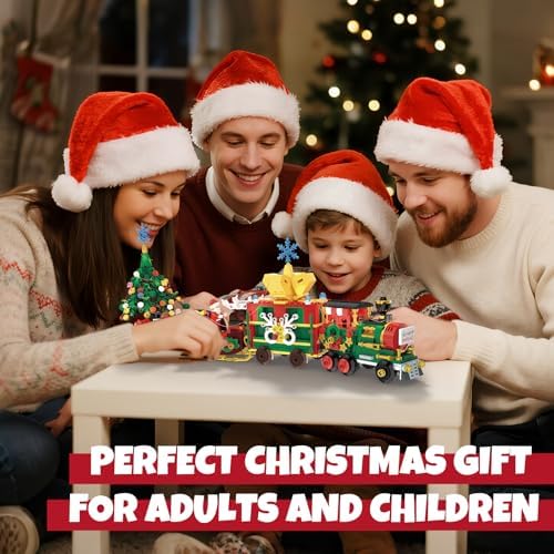 Advent Calendar 2025 Train Building Blocks Set, 24 Days Surprise Christmas Countdown Calendars Toy Building Blocks Kits Christmas Train with LED Light, Thanksgiving Xmas Gifts for Adults Men Women, Boys, Girls, Teens & Adults Ages 6+