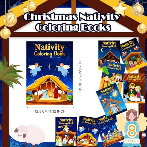 Cholemy Christmas Nativity Coloring Books Bulk Religious Christian Activity Bible Drawing Book for Christmas Party Church Bag Filler(48 Pcs)