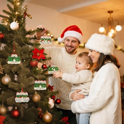 DPDP Personalized Christmas Ornaments 2025 - Family Ornament 2025, Resin Custom Christmas Ornament with Glitter Year, Snowman Xmas Tree Decorations, Customized Names & Text - Family of 5