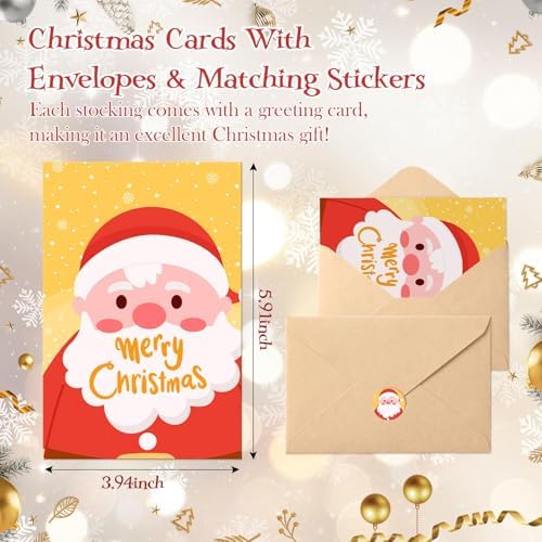 Personalized Christmas Stockings with Christmas Cards,Custom Embroidered Name Monogram Christmas Stocking for Baby Kids Girl Family,18" Large White Pink Knit Xmas Stockings for Fireplace